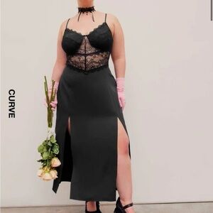 Cider Black Lace Detail Slip Dress